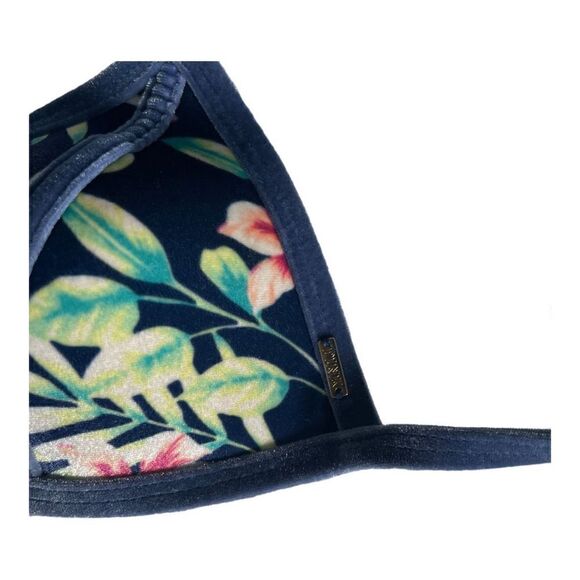 blue floral velvet bikini top - Picture 3 of 5